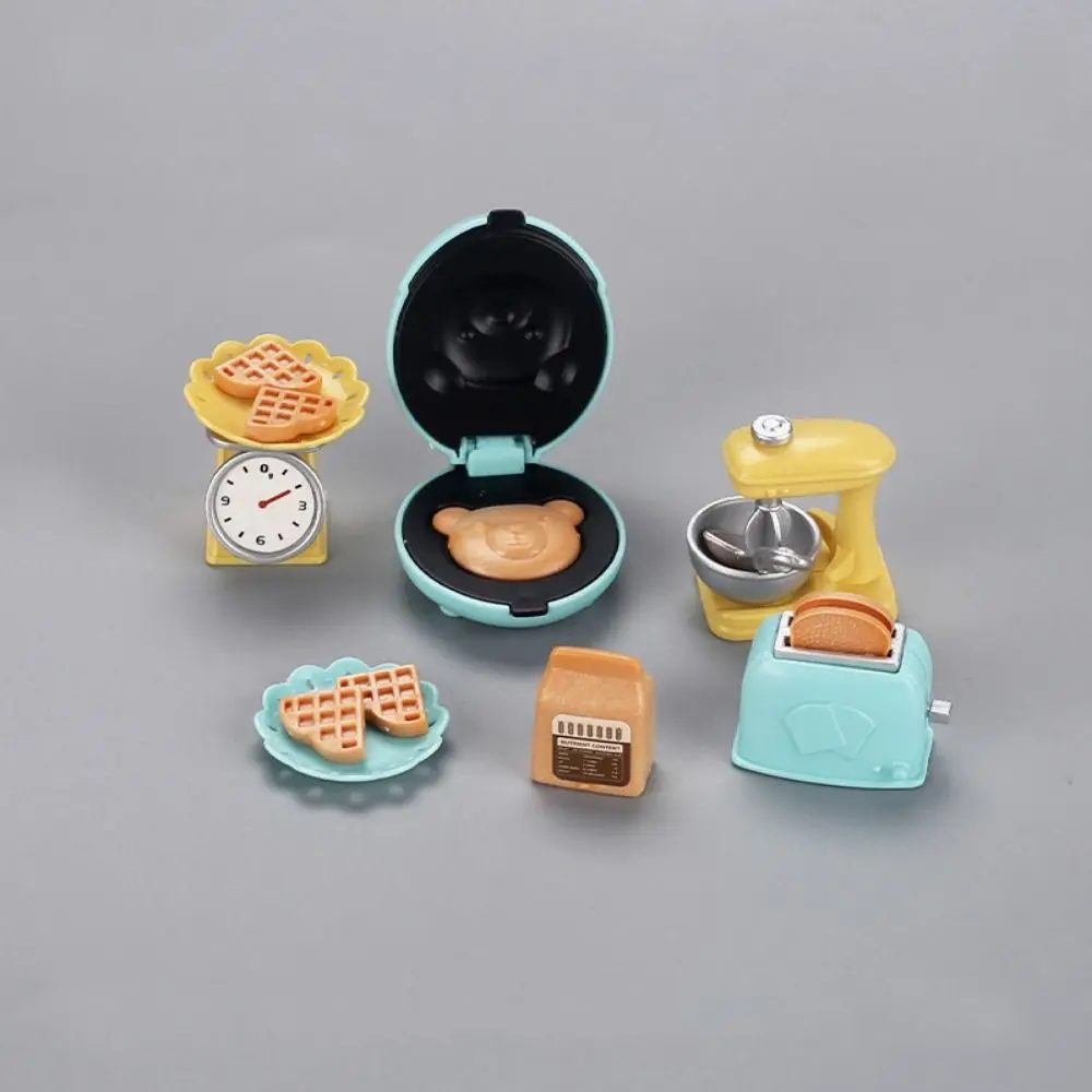 Bear Biscuits Dollhouse Kitchen Accessories Mixer Baking Dollhouse Mini Furniture Toaster Waffle Miniature Cooking Set