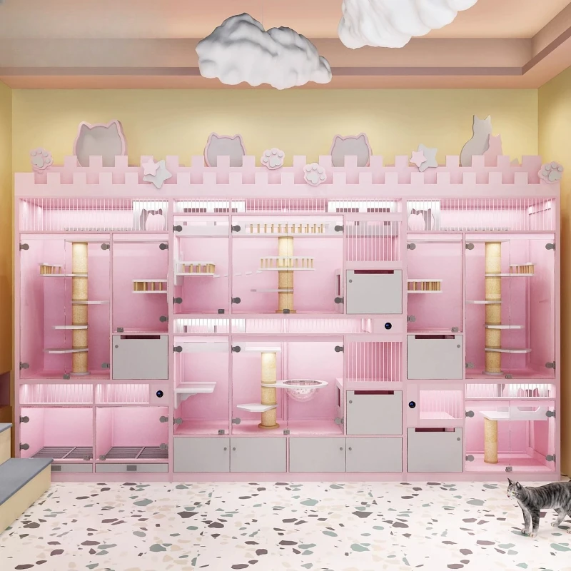 

Cat Cabinet Villa Foster Breeding Pet Store Display Cabinet Delivery Room House Three-layer solid wood cage