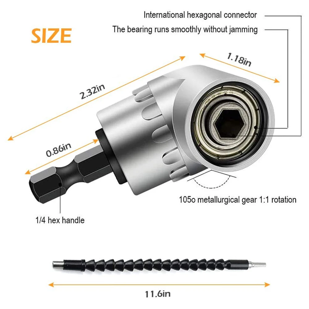 Flexible Drill Extension Hex Shank Drill Nut Driver Bit Set, Bendable Drill Bit,Universal Socket Adapter Set