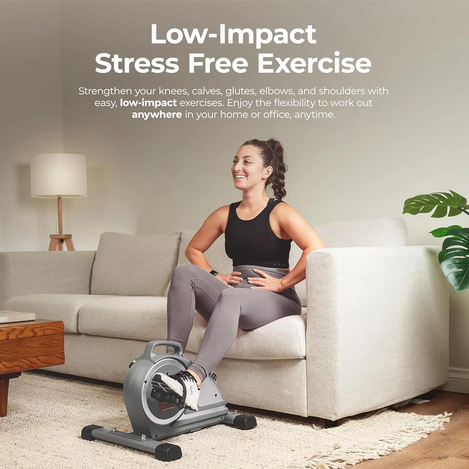 Sunny Health & Fitness Dual Function Under-Desk Bike Trainer, Mini Exercise Machine for Senior Training, Arm/Leg Cardio Cycle Wo view 4