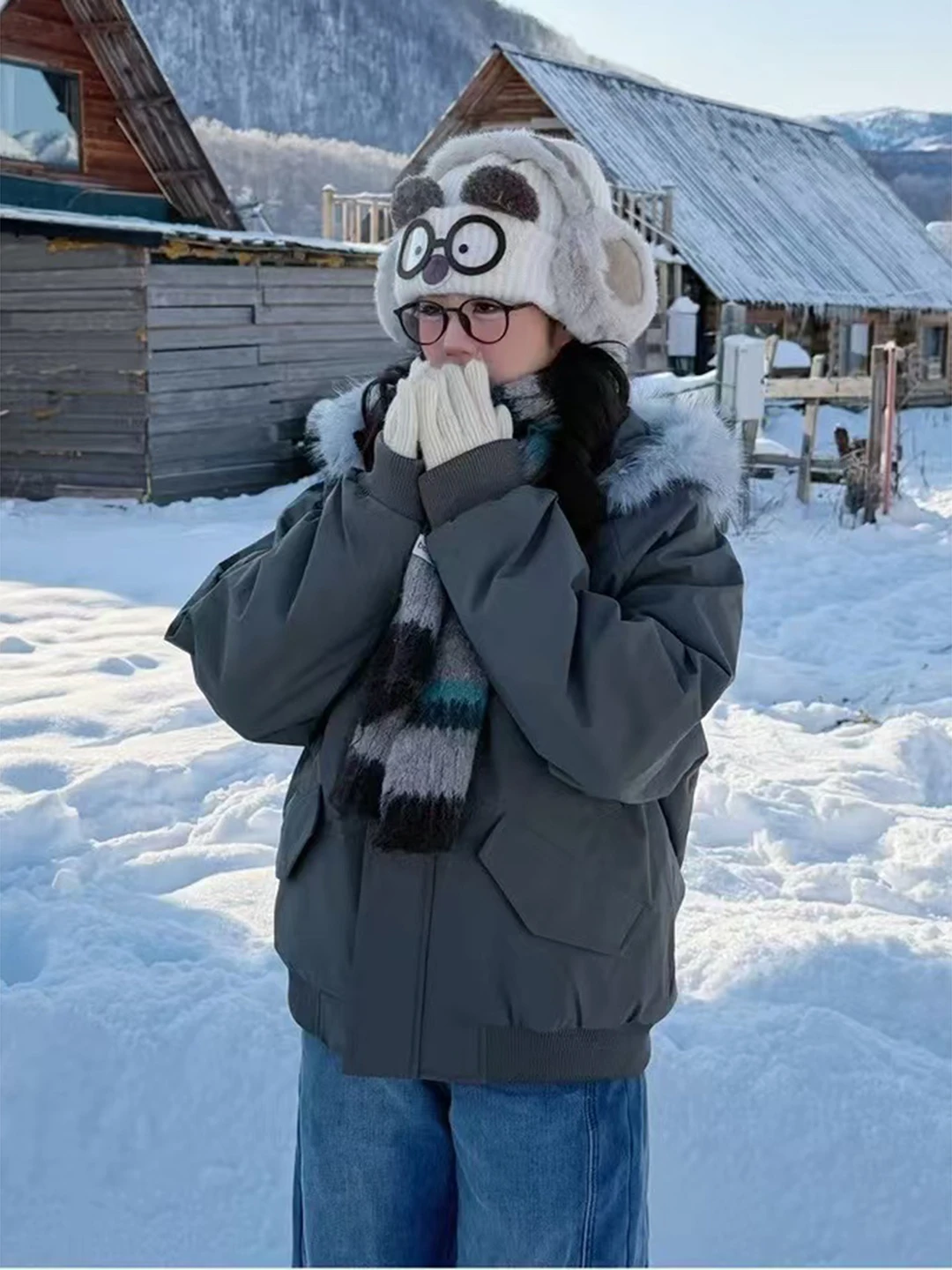 

Серая утепленная парка с меховым воротником, унисекс, зимняя теплая куртка из компрессионного хлопка, повседневная, для отдыха