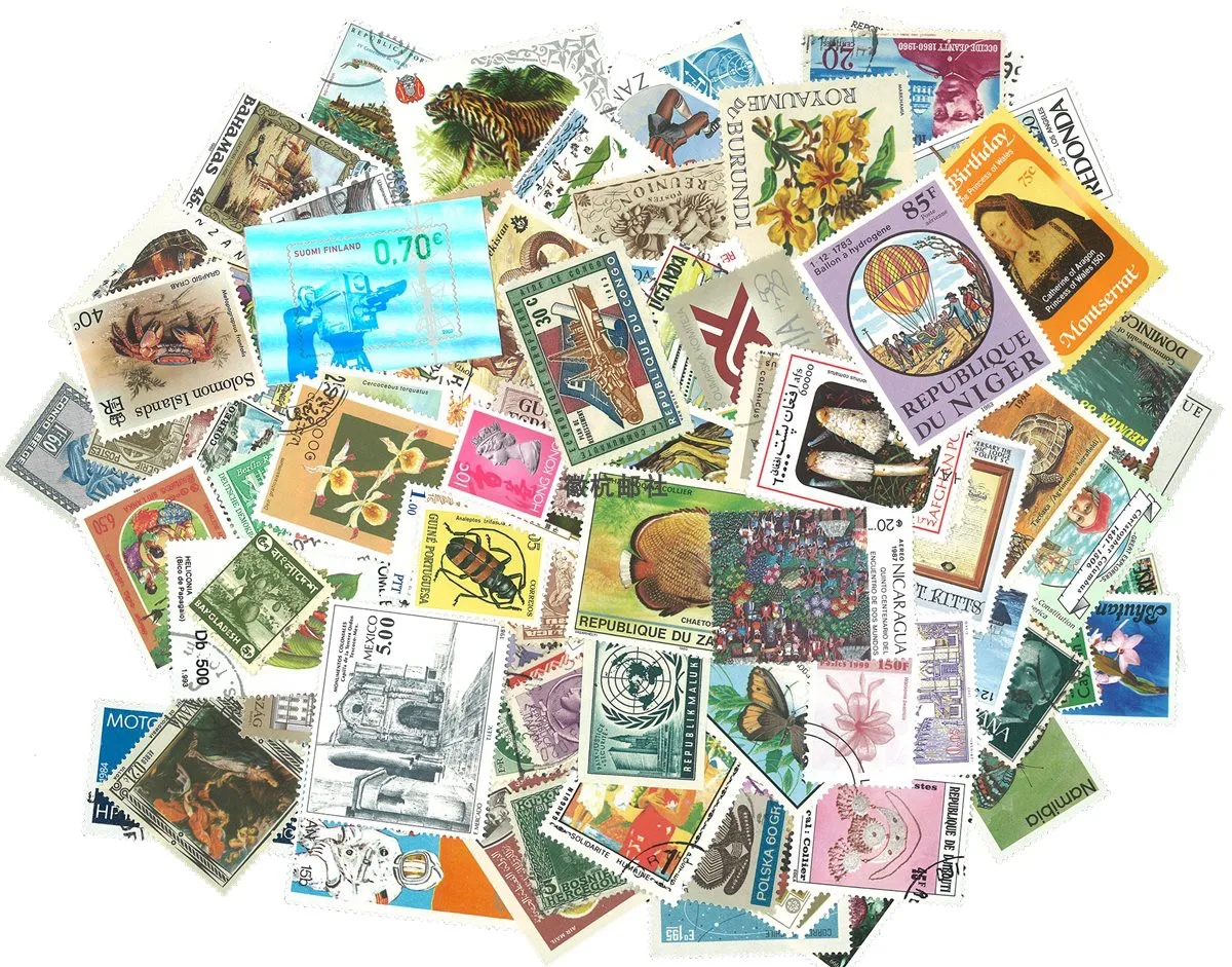 300 verschiedene Briefmarken zum Sammeln, echte gestempelte Briefmarken mit verschiedenen Themen, Retro-Sammelmaterial für Briefmarken, Sammlungsmaterial für Scrapbook – Detail 8