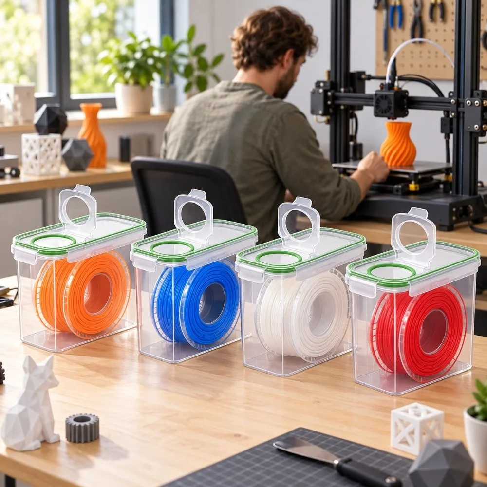 4Pcs Dustproof 3D Printing Filament Container Moisture Proof Sealed Filament Dry Box Portable Large Capacity