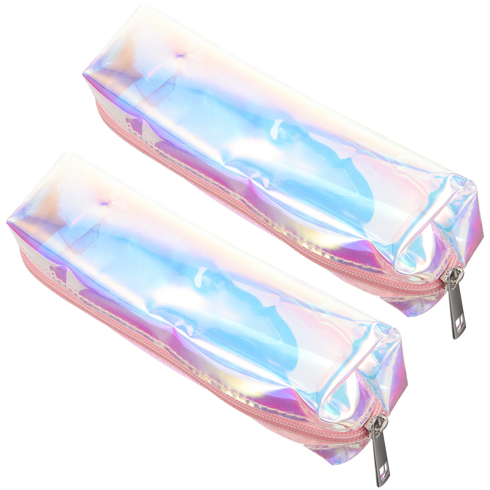 

2Pcs Waterproof Portable Bag Chic Color PVC Pen Brush Storage Pouch Large Capacity Makeup Pen Pencil Stationery