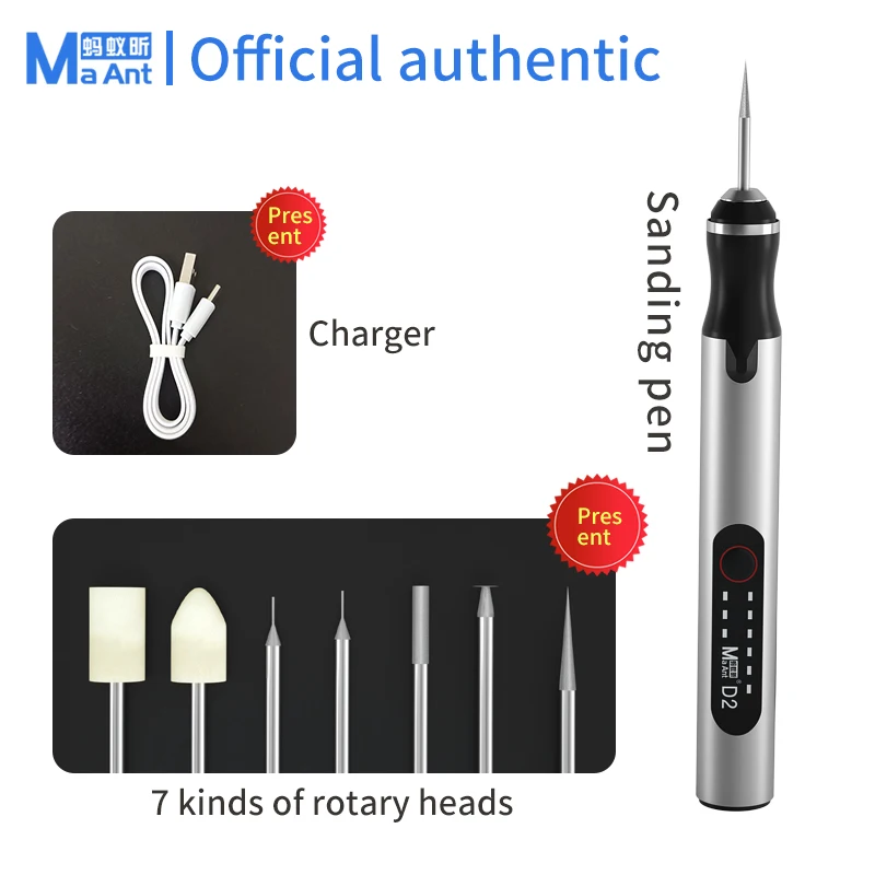 MaAnt D2 Electric Grinding Pen Intelligent Charging Engraving Pen Phone CPU IC Polishing Lattice Cutting Tools LCD OCA Remover