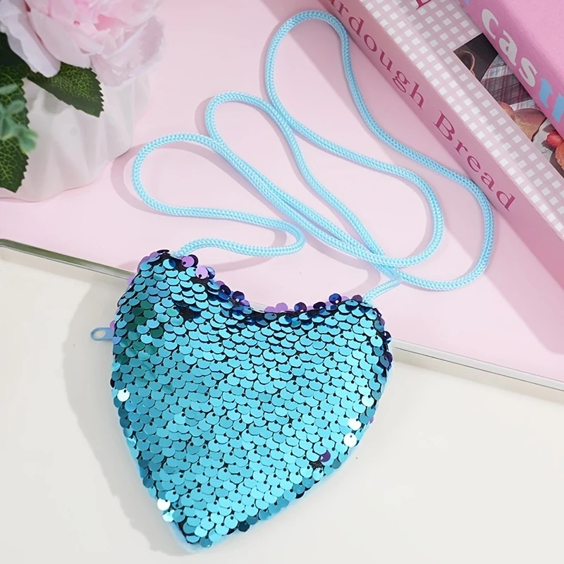 [Mother'S Day ] Women'S Coin Purse, Sparkling Reversible Sequin Body Bag, with Zipper And Lanyard, Her, S