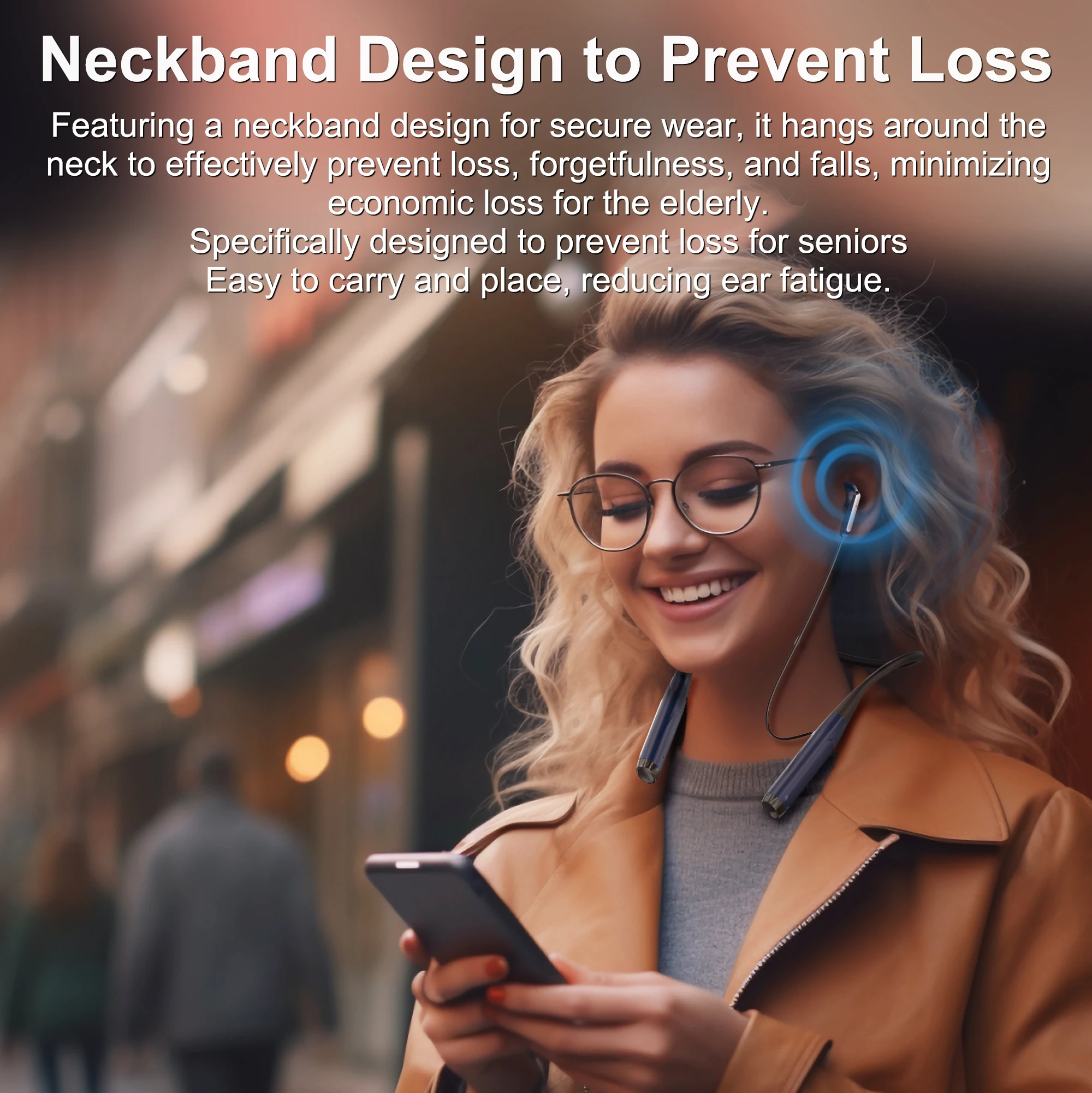 Rechargeable Neckband Hearing Aid Digital Hearing Aid Adjustable Tone Sound Amplifier Portable Deaf Elderly Hearing Aids 120H