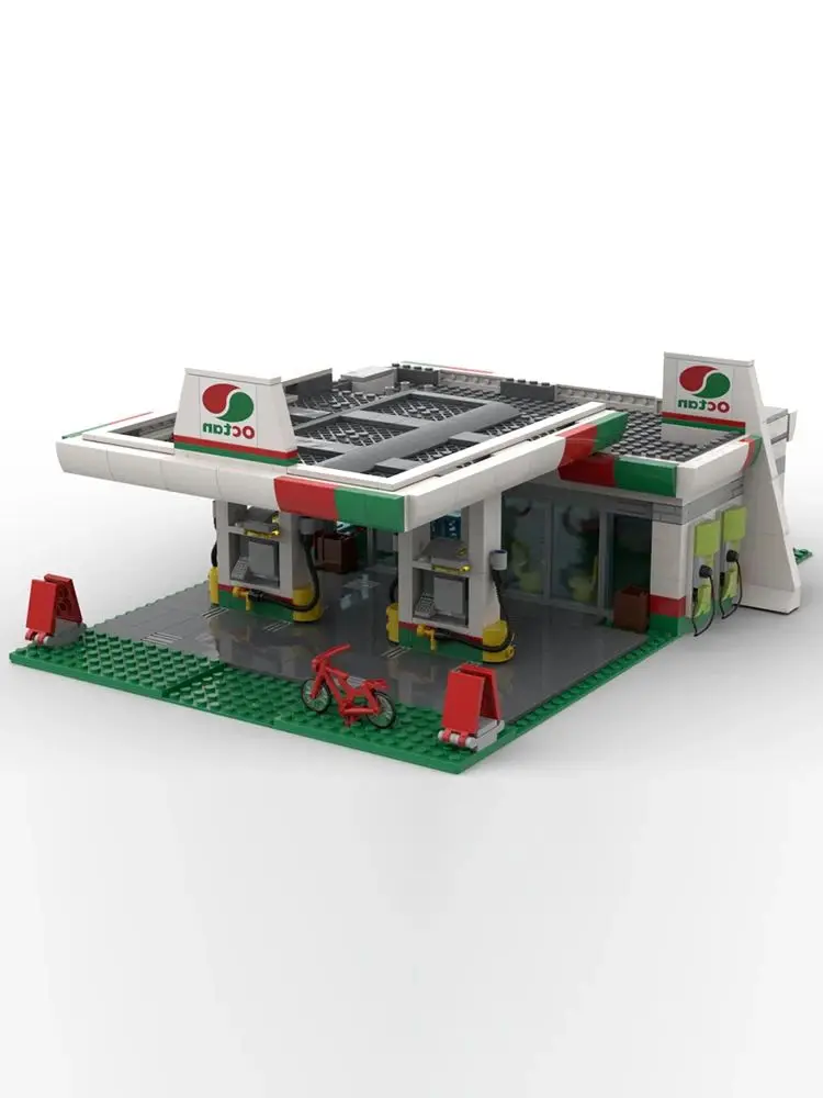 NEW City Traffic Street View MOC Octan Gas Station Building Blocks 60132 Service Station DIY Creative Ideas Children Toy Gifts