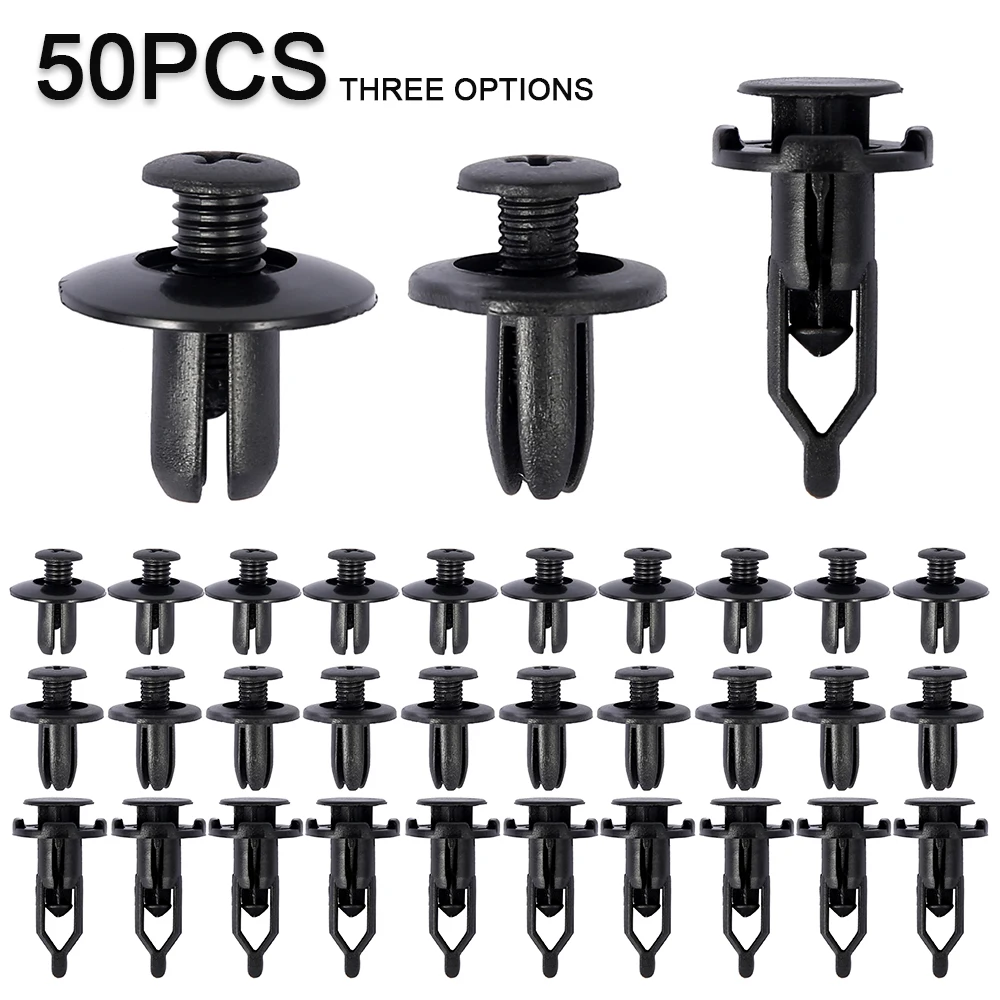 50pcs Auto Fastener Clip 6mm 8mm 9mm Car Retainer Kit Plastic Fastener Screw Rivet Door Trim Panel Clips Car Accessories