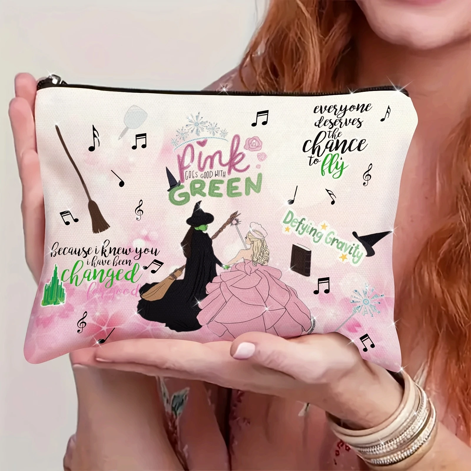 Eine Make-up-Tasche mit Hexerei- und Romantikmotiv – niedliche multifunktionale Reißverschlusstasche für Frauen, Schmuckaufbewahrungstasche