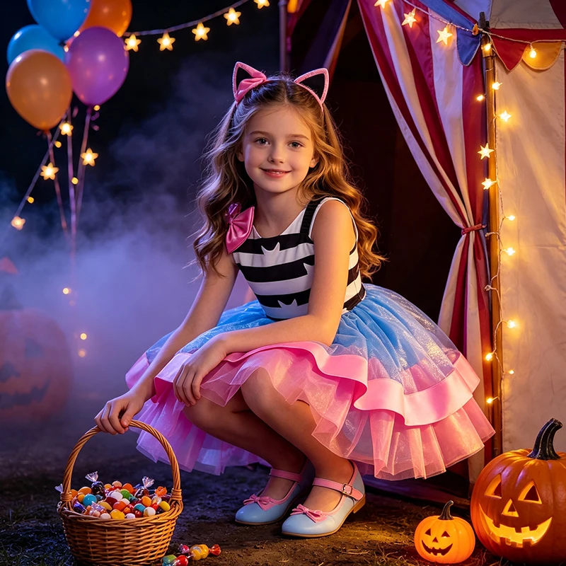 Elegantes Kleid für Mädchen, Cartoon-Elegantes Tutu-Prinzessinnenkleid, Kindergeburtstagskleid, luxuriöses Sommer-Abendkleid für Kinder