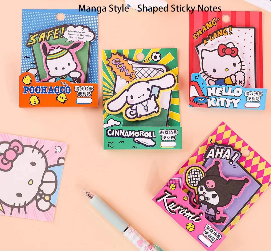 Cute Stickers 40pcs/set Creative Shaped Sticky Notes Kuromi Cinnamoroll Hellokitty Pachacco Kawaii Student School Stationery