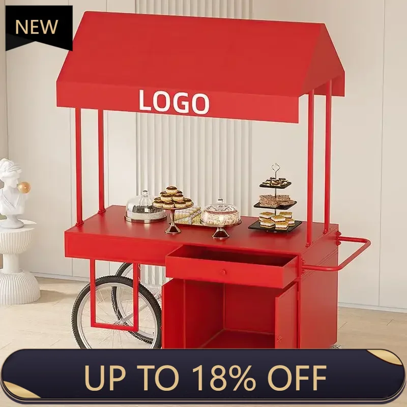 

Z189 Wrought iron outdoor mobile stall car, trolley market mobile stall car display stand