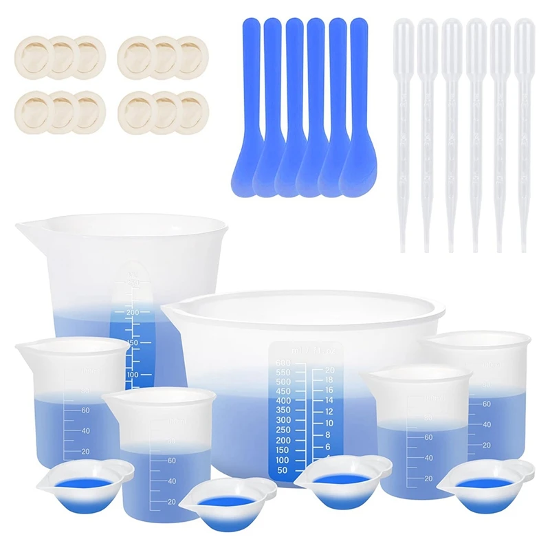 Silicone Measuring Cups For Resin, Resin Supplies With 600ML&250ML+ 100ML Silicone Cups, Resin Mixing Cups