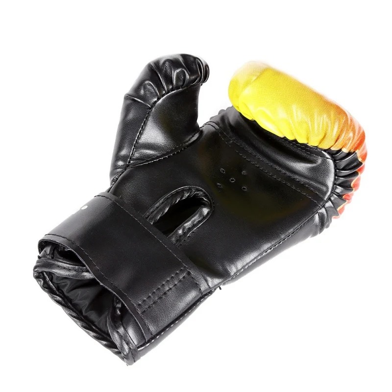 Children Boxing Gloves Kids Unisex PU Fire Flame Printed Fight Match Hand Protector Fitness Training Sanda Entertainment Show