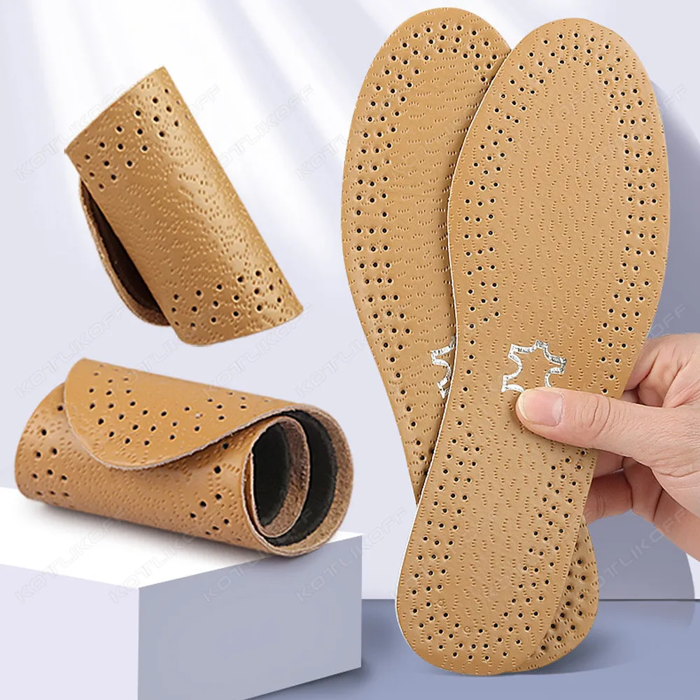 

PU Leather Latex Insoles For Shoes Men Leisure Sports Deodorizing Foot Pads Soft Breathable Summer Sweat Absorbing Shoe Sole