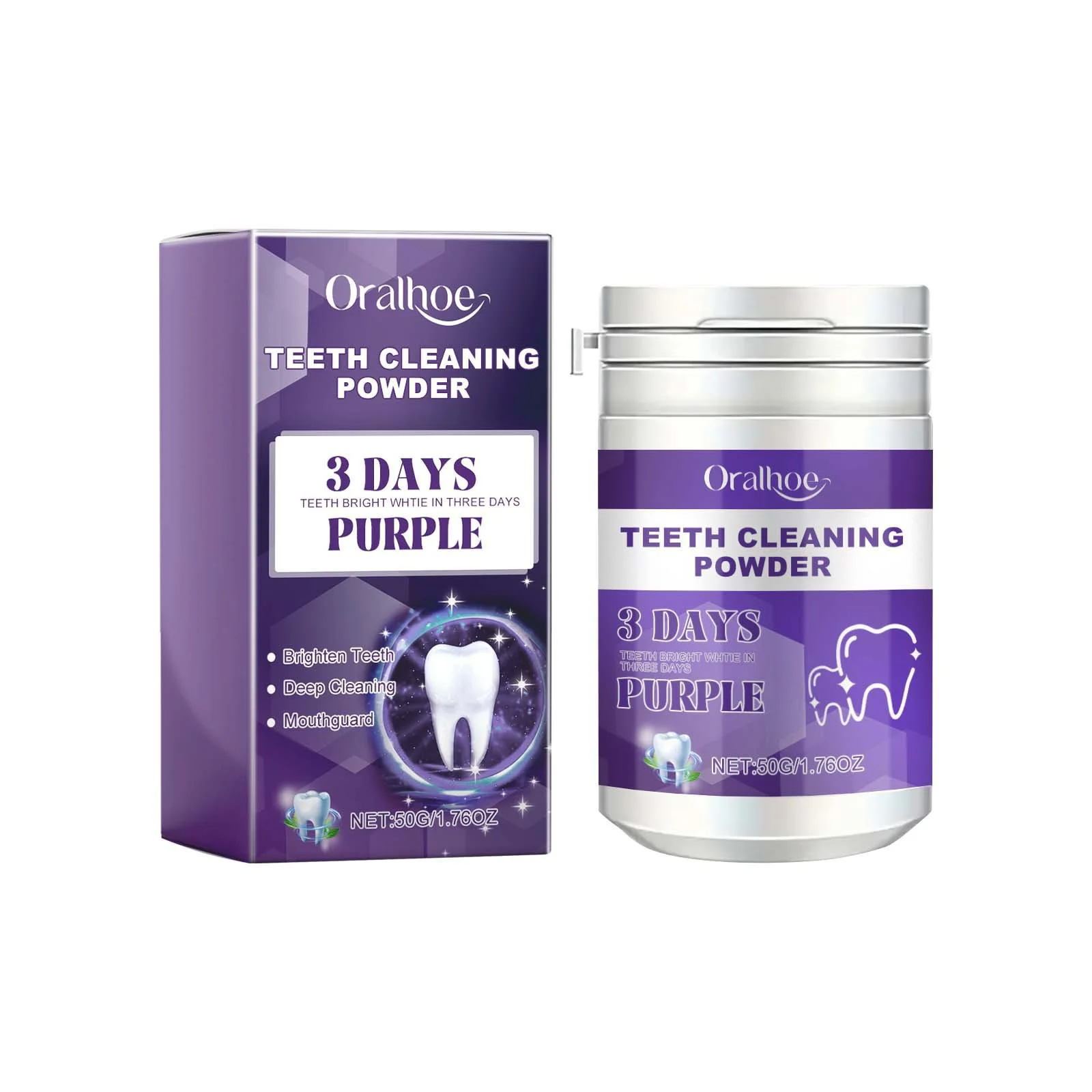 Purple Corrector Teeth Whitening Toothpaste Deep Cleaning Teeth Reduce Plaque Stain Breath Freshen 5 Days Teeth Whitening Powder