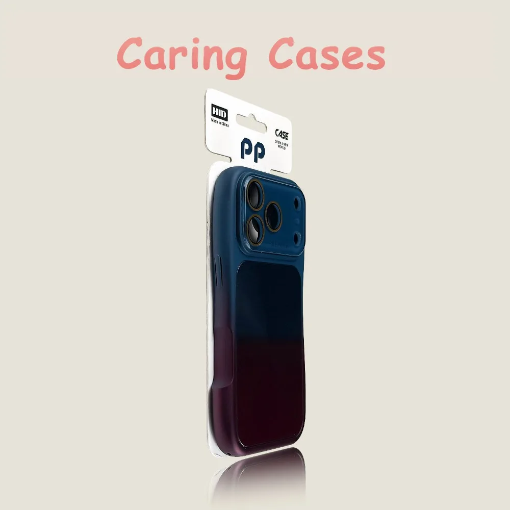 Capa para iPhone 17 Pro Max com Padrão CD Gradiente Azul e Vermelho, Formato de Cintura, com Protetor de Lente, Capa Antichoque, Compatível com iPhone 16, 15, 14, 13