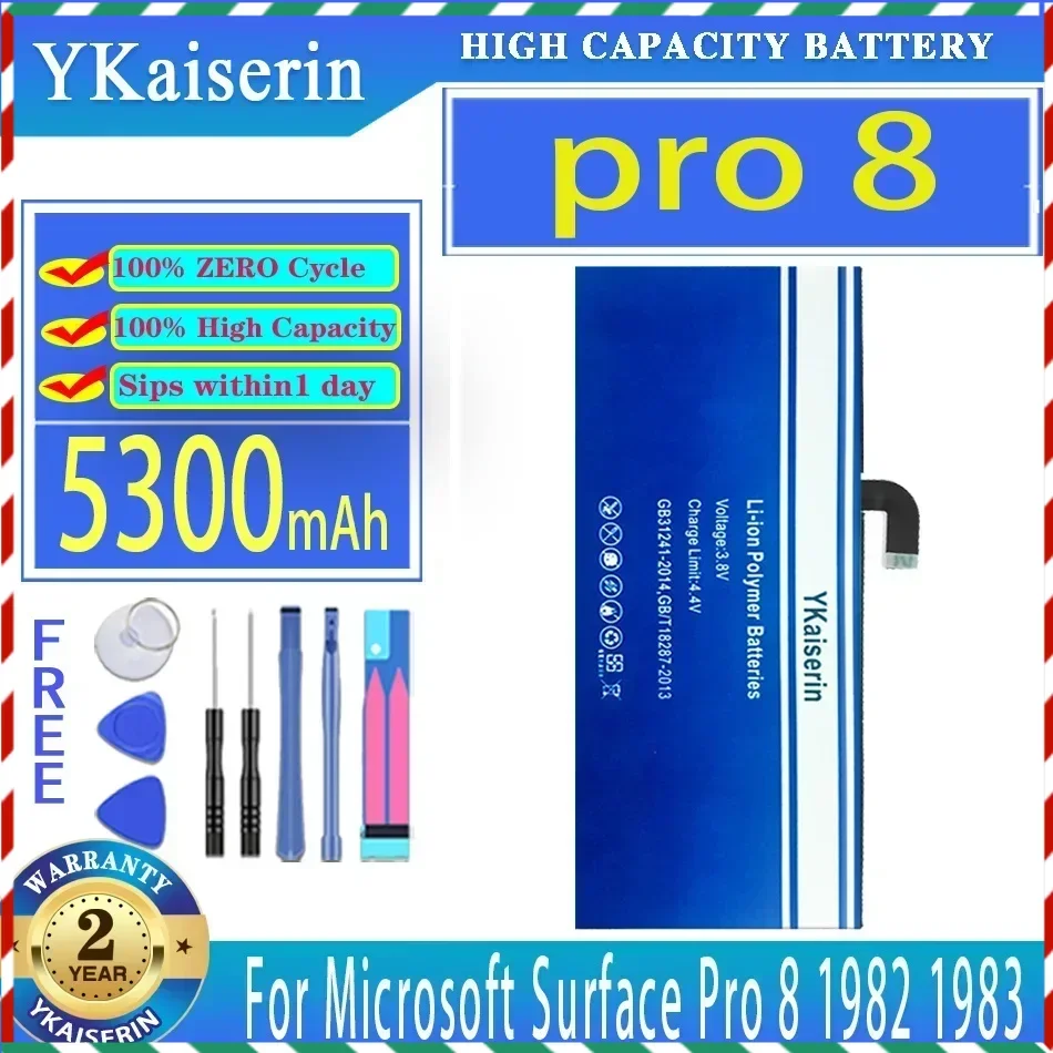 YKaiserin 5300mAh Replacement Battery pro 8 (96BTA016H 96BTA015H) For Microsoft Surface Pro8 1982 1983 Series Bateria