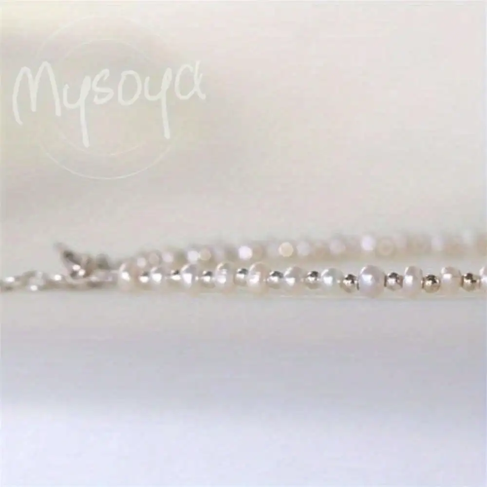 

MYSOYA White Freshwater Pearl Bracelet 5-6mm Pearls Gift Box Gift for Her Wedding Jewelry Christmas New Year Birthday Gift