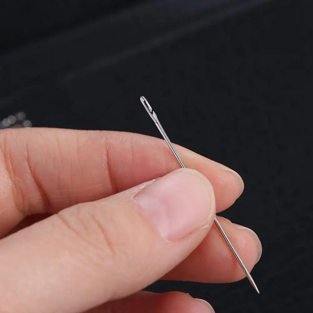 12Pcs Hand Tools Side Hole Blind Needle Stainless Steel Multi-size Sewing Needles Rust-resistant Ideal Threading Needles Fabrics