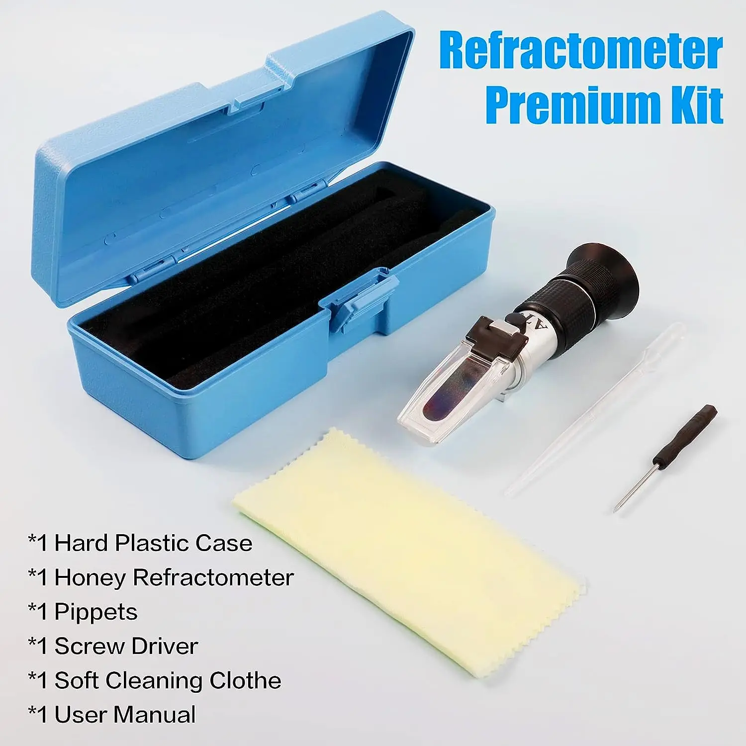 Honey Refractometer for Honey Moisture, Brix and Baume, 3-in-1 Uses, 58-90% Brix Scale Range Honey Moisture Tester, with ATC