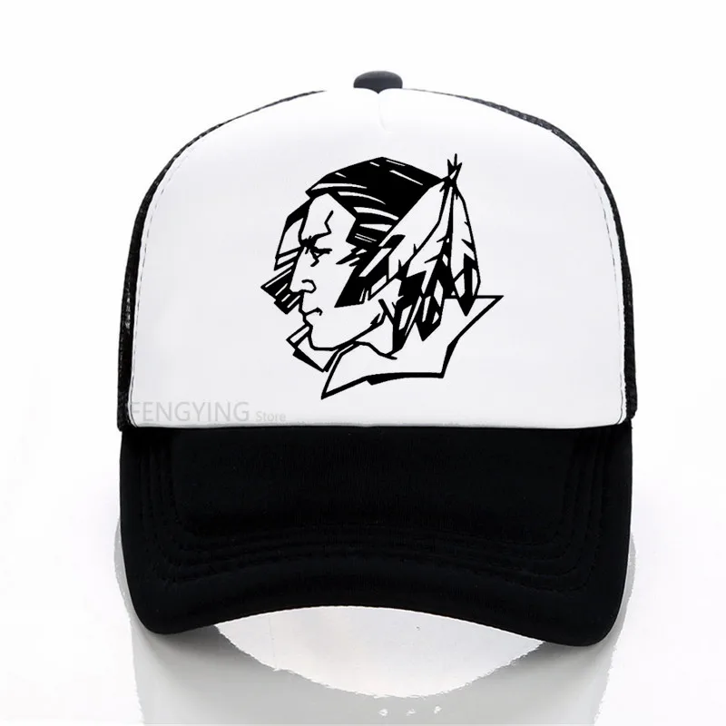 

Cartoon Fighting Sioux With FEATHER Decals baseball cap Adjustable Snapbacks Hat Casual sports cap