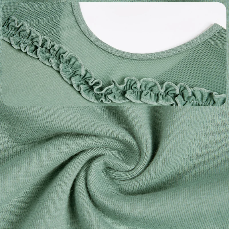 Ballet Leotards for Girls Lacy Long Sleeve Dance Bodysuit Kid Soft Mesh Splicing Practice Gymnastics Bodysuits Ballet Costumes