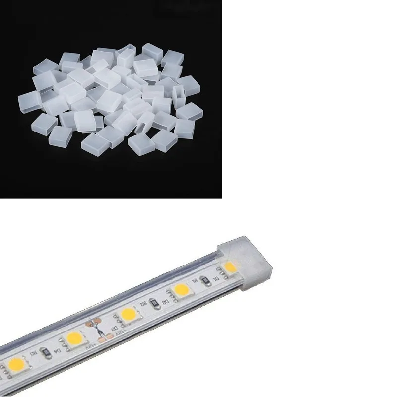 50 sztuk/partia krzemu zaślepka dla 3528 8 MM 5050 RGB 10 MM RGBW 15 MM jeden kolor Led elastyczne pasek światła koniec części bez otworu