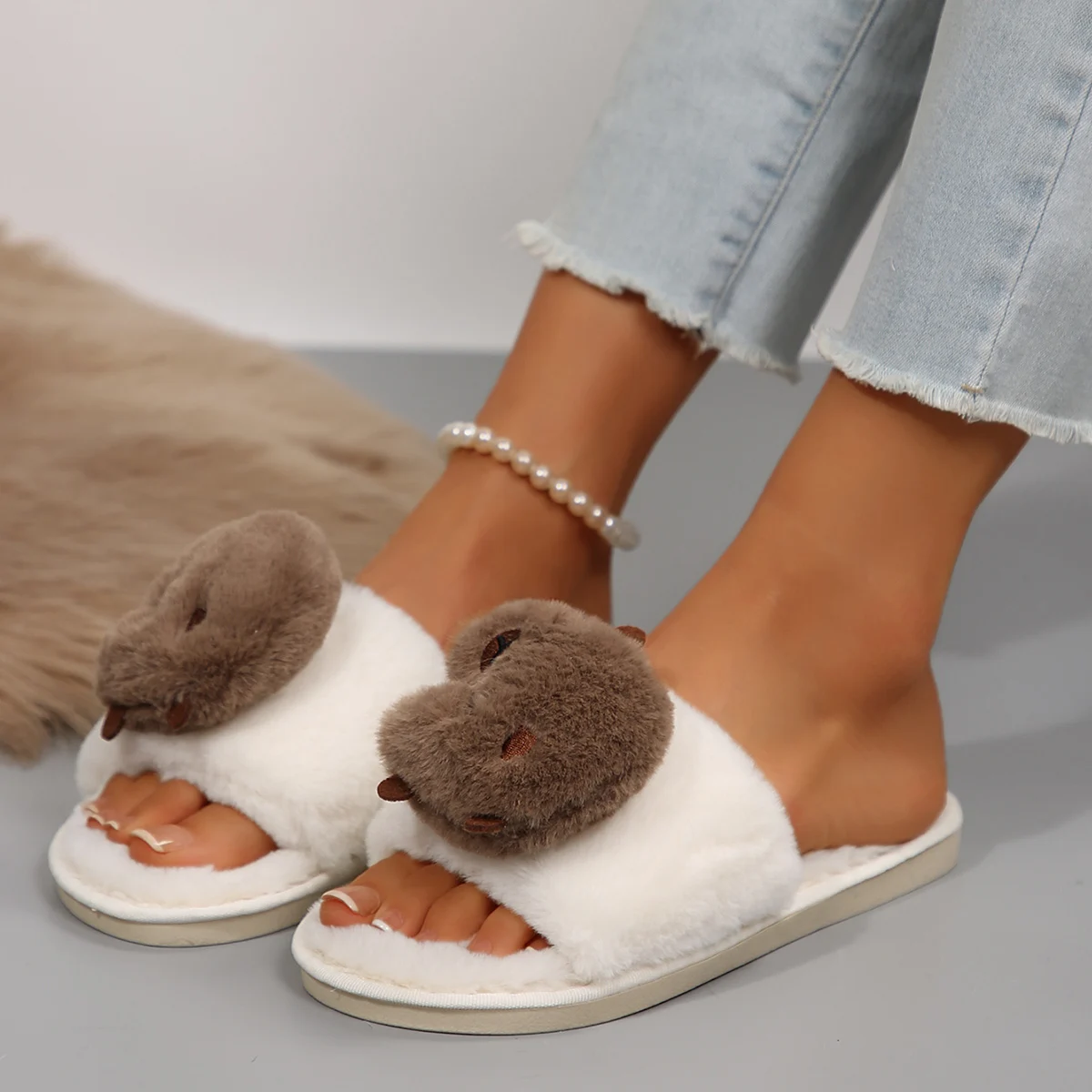 New Women Indoor Warm Home Slippers Women Bedroom Non-slip Sandals Comfort Plush House Slippers Shoes Autumn Winter Slides Women