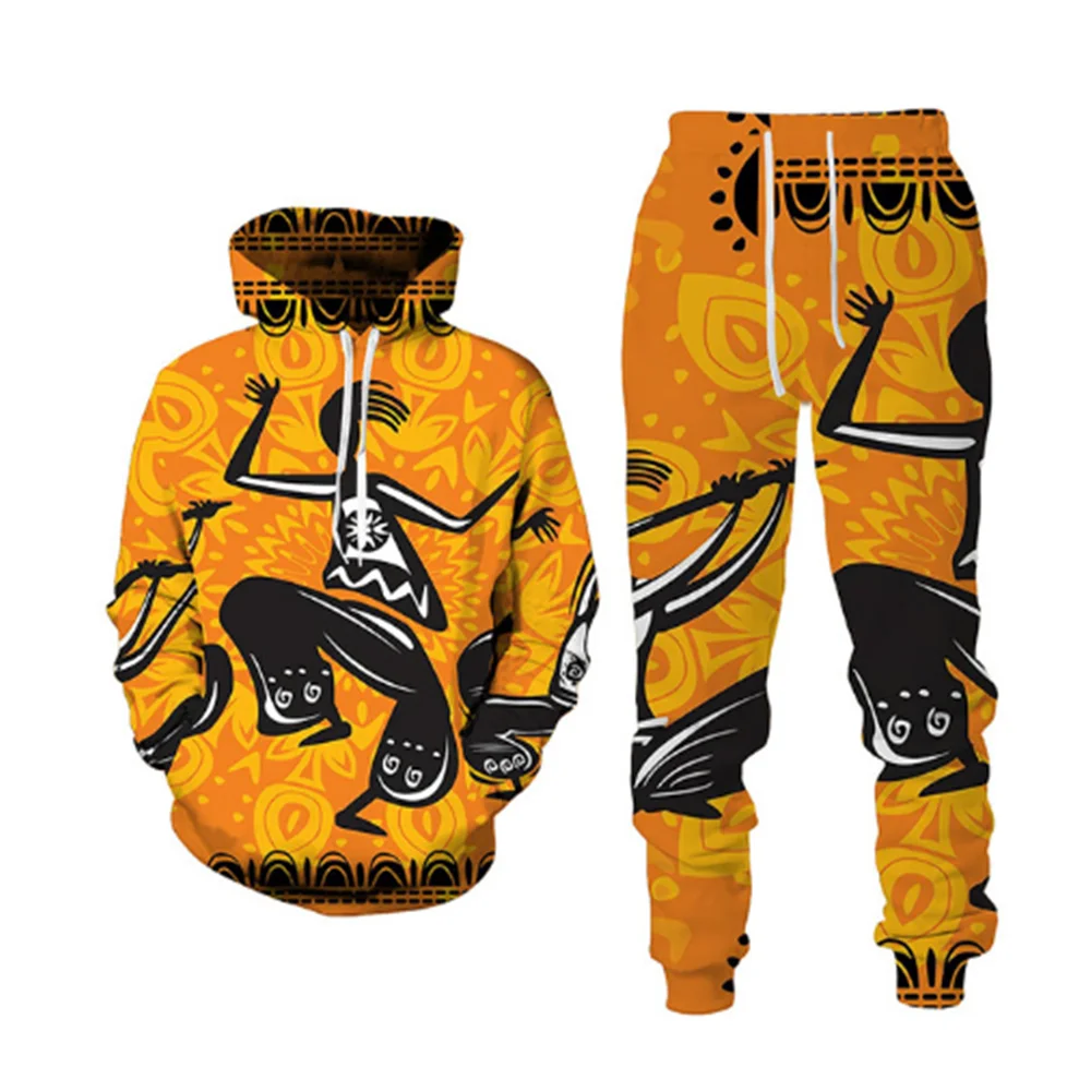 

Tribal Ethnic Print Women/Men's Hoodies Sets Africa Dashiki Men's Tracksuit/Vintage Tops Sport And Leisure Long Sleeve Male Suit
