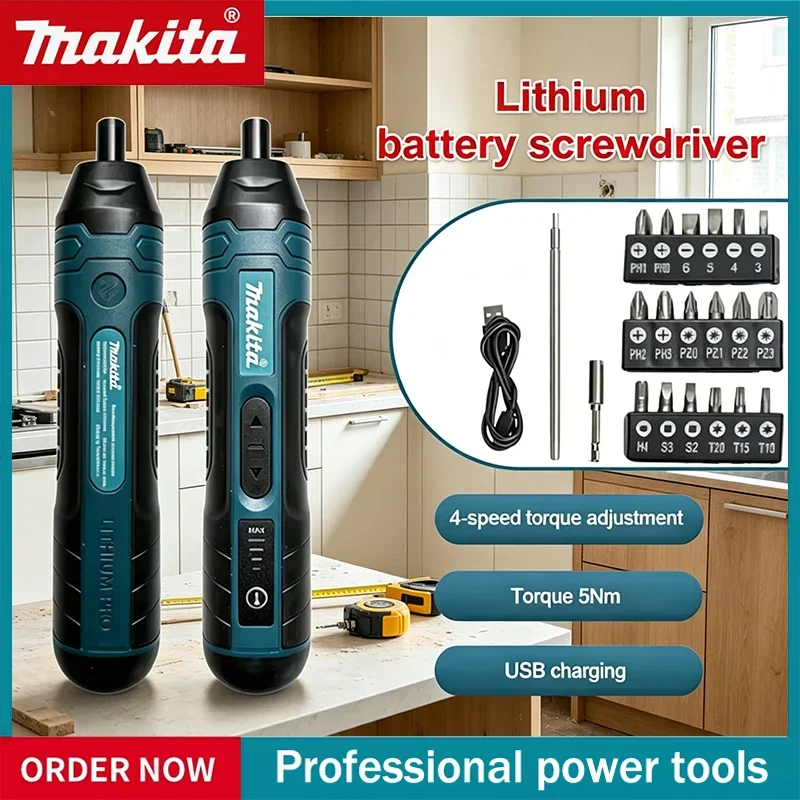 

2026 New Makita Cordless Electric Screwdriver 2pcs/20pcs/105pcs | 3.6V 5N.m Torque | 1/4" Chuck | 1300mAh Li - Ion Battery