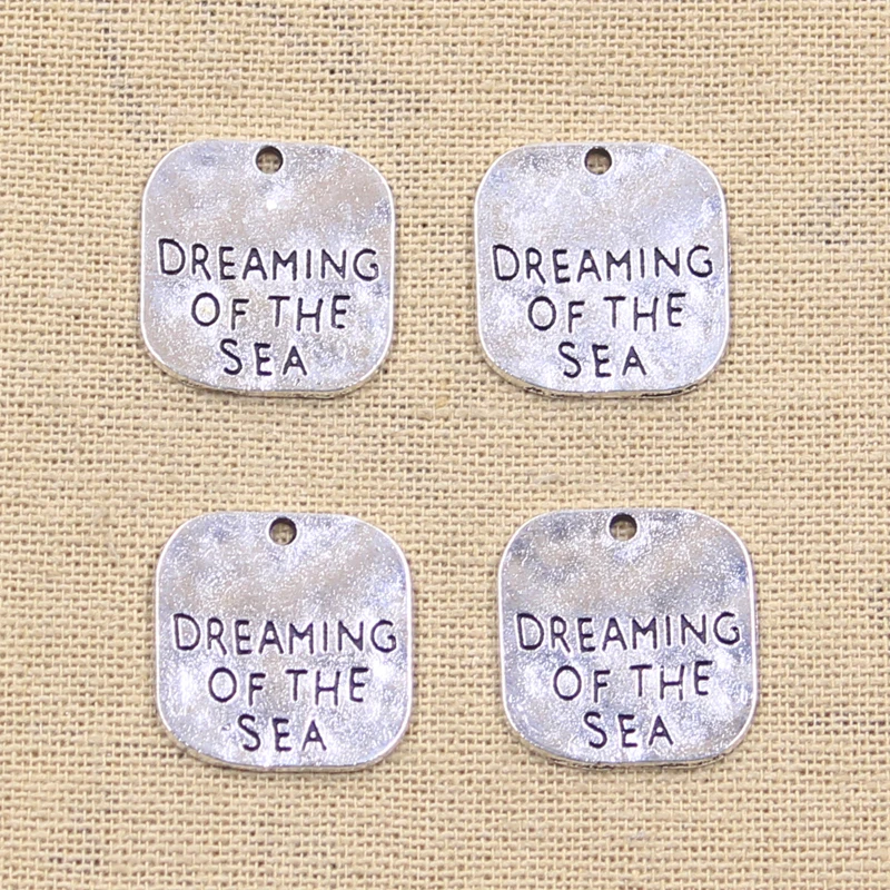 10pcs Charms DREAMING OF THE SEA 19x19mm Antique charms,pendant fit,Vintage Tibetan Bronze Silver color,DIY Handmade Jewelry