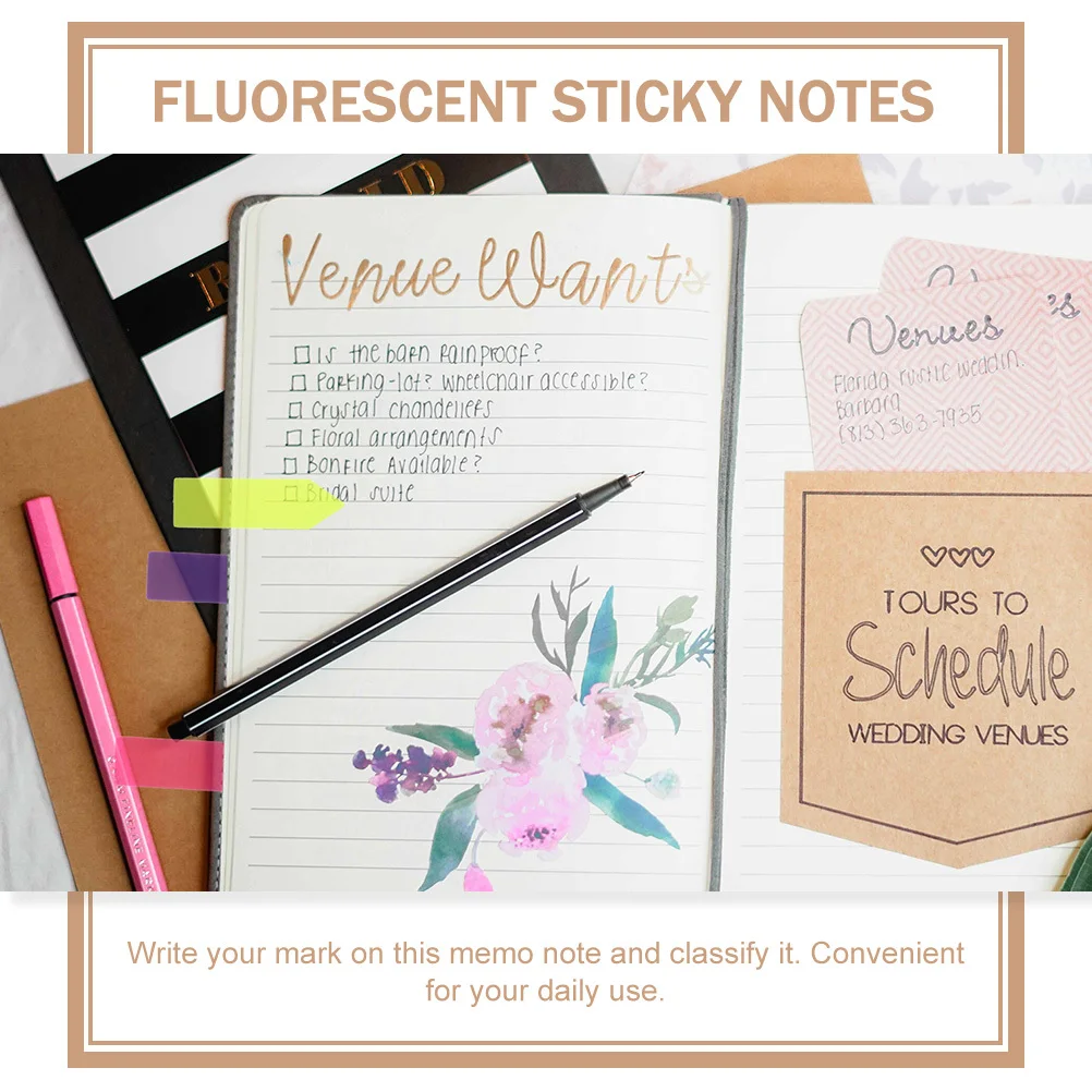 6 مجموعات مزيج الفلورسنت الملونة التسمية العلامة العملي المسيل للدموع المذكرات ذاتية اللصق للدراسة المنزلية مكتب #4