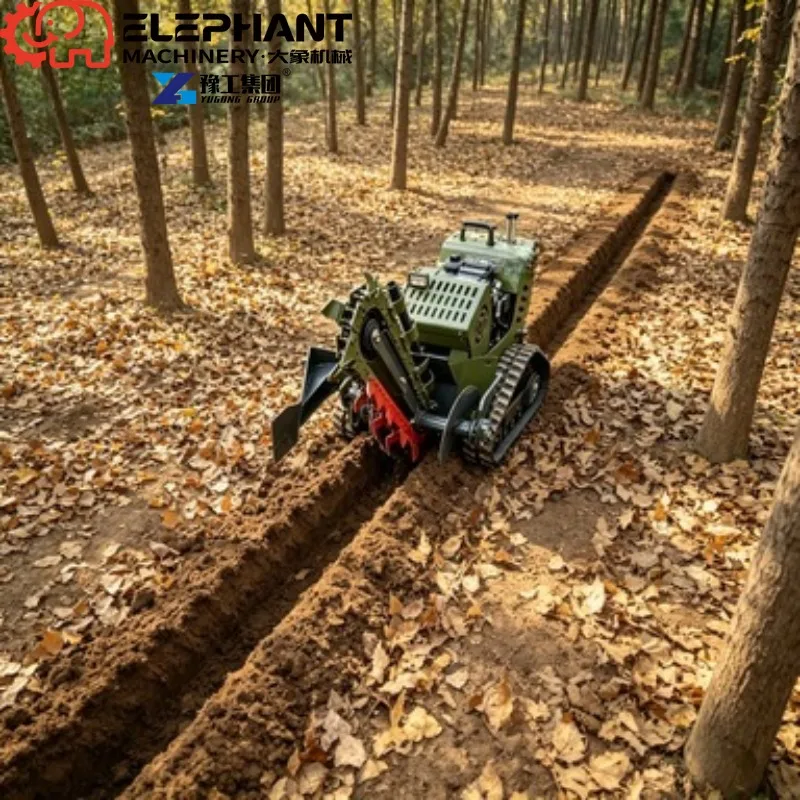 Tracked Trencher, Heavy-Duty Mini Agricultural Trenching Machine Farm Ditch Digger For Landscape Project
