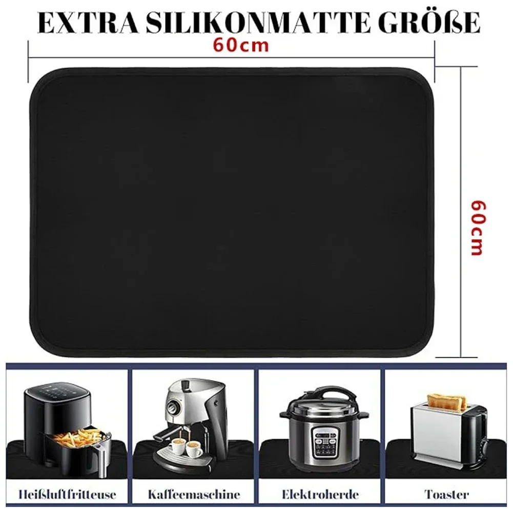 

Для кухонной техники Черный коврик для фритюрницы Подушка с силиконовым покрытием Стекловолокно с силиконовым покрытием Водонепроницаемый и маслостойкий