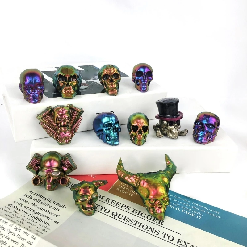 R3MC Diy Crystal Drop Glue Gypsum Abrasive Three-dimensional Skull Jewelry Ornaments Pendant Silicone Mold