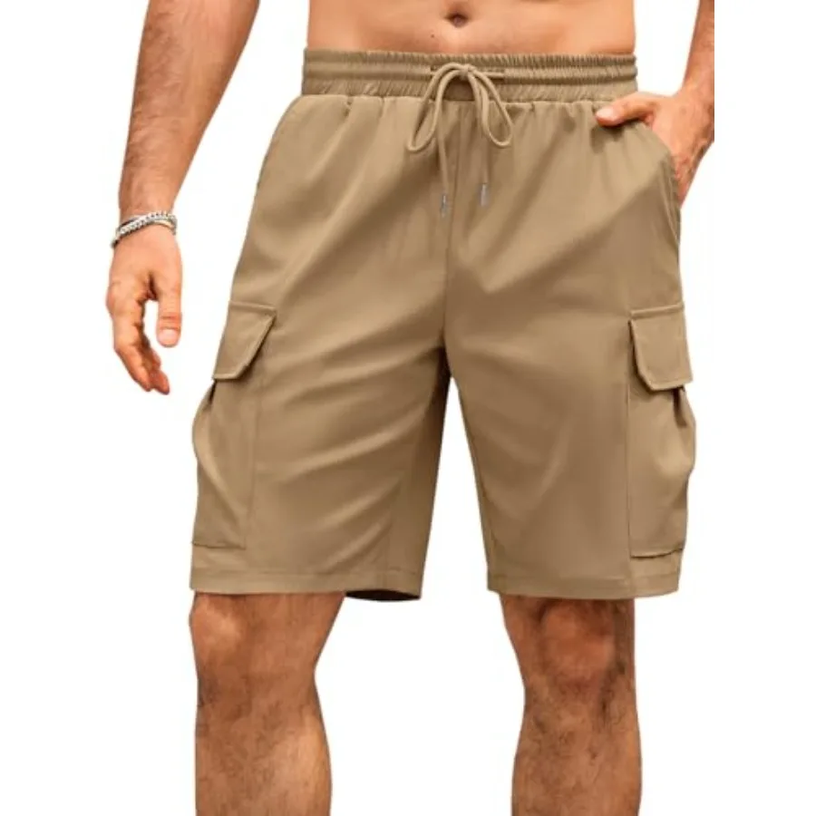 

Мужские шорты-карго Runcati с эластичной резинкой на талии и шнурком, легкие летние шорты для походов и повседневной носки с карманами, без подкладки