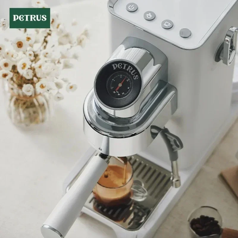 ماكينة القهوة Petrus PE3663 المنزلية الإيطالية المركزة الجديدة ماكينة رغوة الحليب البخارية شبه الأوتوماتيكية أصلية أصلية