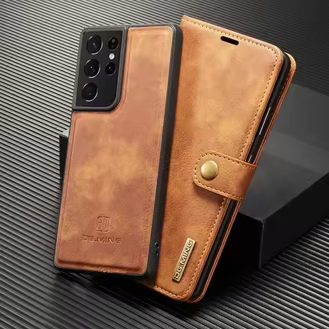 Leather Separable Case For Galaxy S20 S21 S22 S25 Plus A36 A55 A54 A53 5G Magnetic Wallet Cover For Samsung S24 S23 FE S25 Ultra