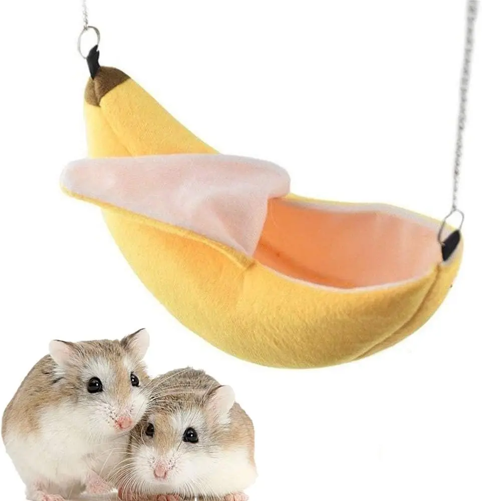 Hamster House Cotton Nest Banana Shape Hammock Bunk Bed House Toys Cage For Glider Hamster Small Animal Bird Pet Supplies