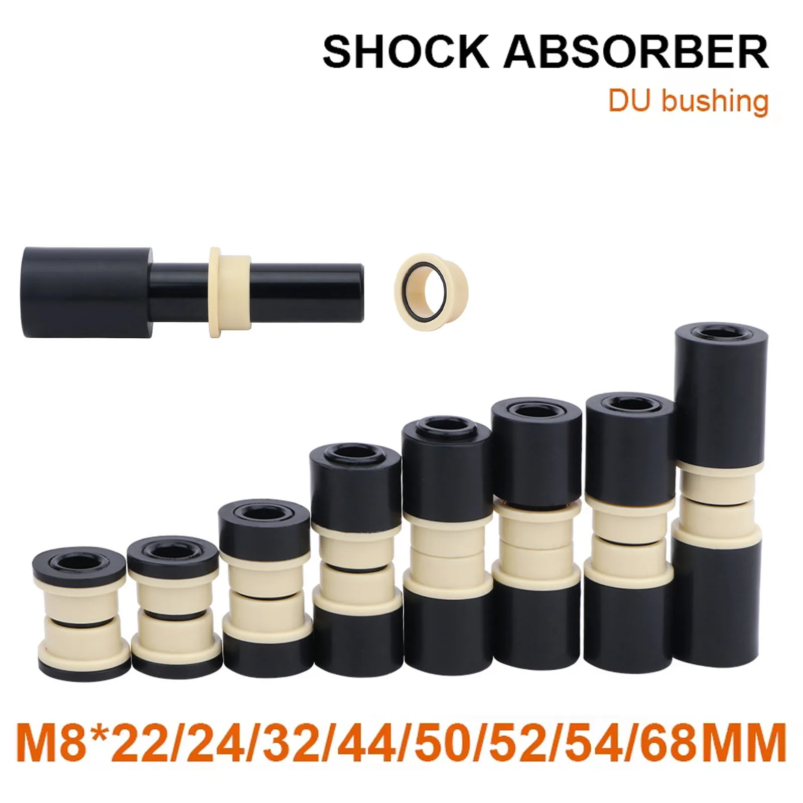 MEROCA Rear shock Bushing for mtb Bicycle Suspension Shock Absorber DU Bushing ID 12mm OD 15mm 22 24 32 44 50 52 54 68mm