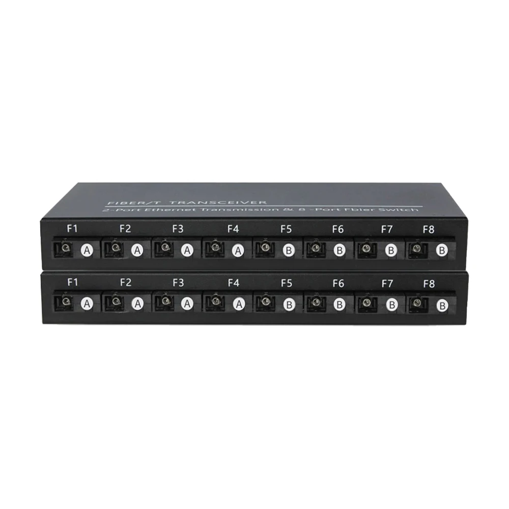 Gigabit Ethernet Fiber Switch 1.25G Fiber 8 Port 2 RJ45 Port Media Converter SC 20km SingleMode 100/1000Mbps Optical Transceiver