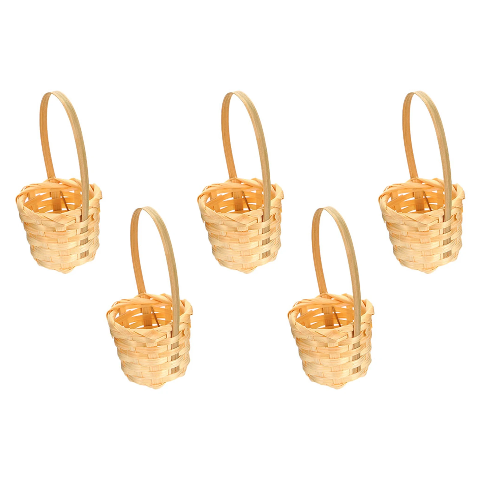 

5pcs Mini Bamboo Woven Basket Handcrafted Small Flower Basket For Wedding Rustic Gift Storage Organizer Decorative Fruit Candy