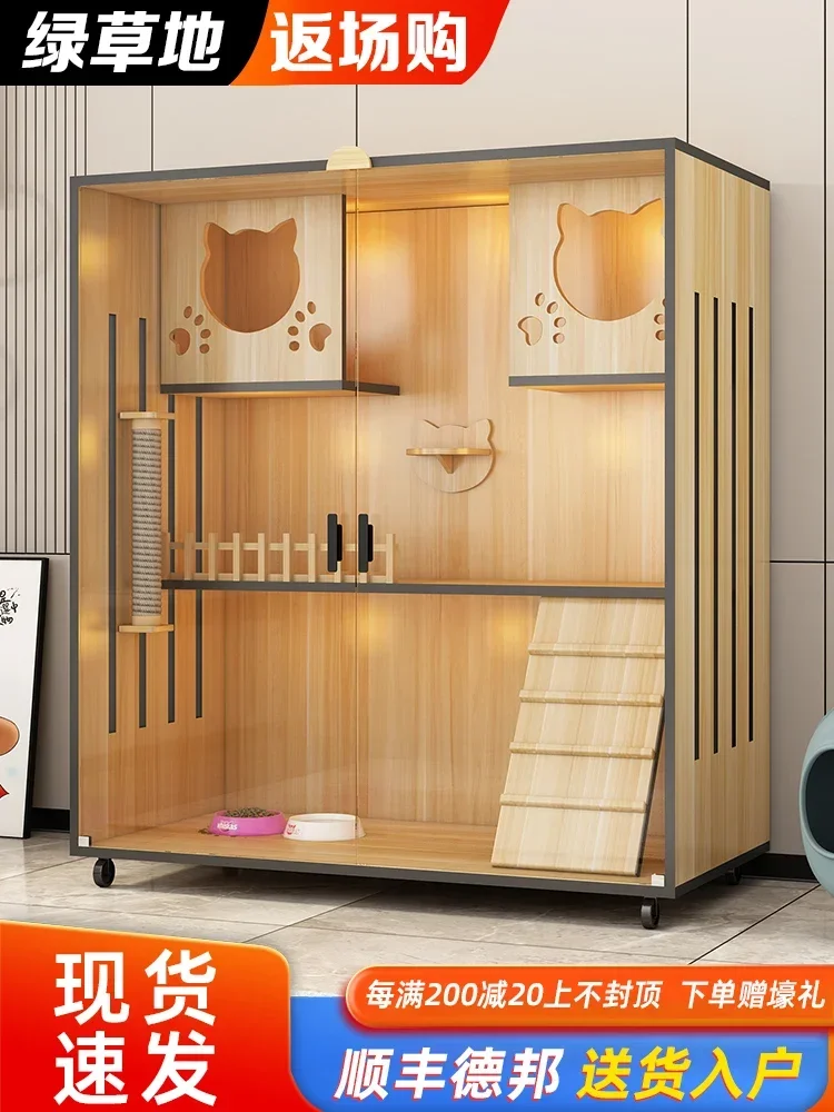 Household Villa Cage Cabinet Cat House Double Layer Pet Room Indoor Large Free Space Cat Nest