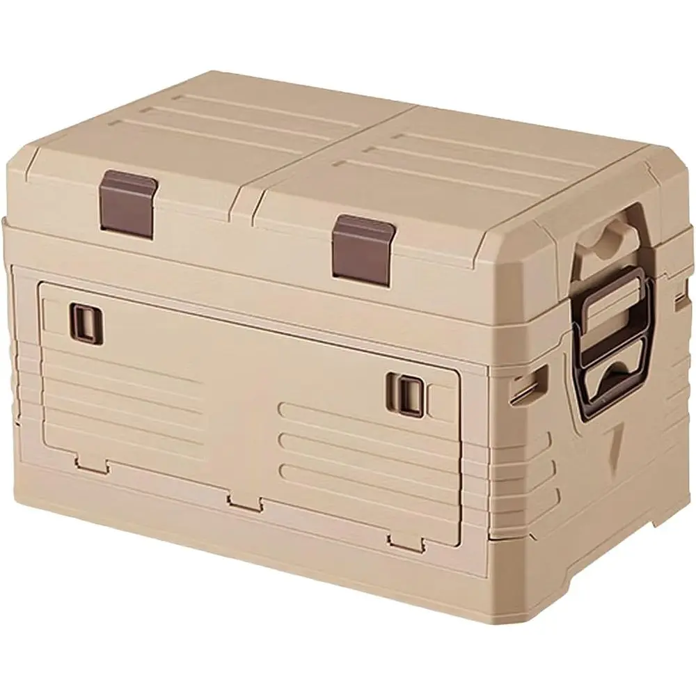 

Складной контейнер для хранения объемом 60 л с ручками, двухслойный ящик с крышками для кемпинга, повседневных вещей, закусок, одежды, инструментов