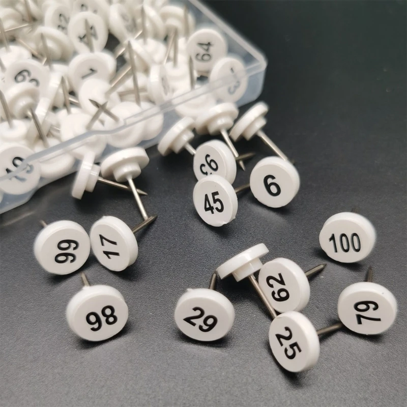 100Pcs Round Numbered Pushpins Map Pins Decorative Thumb Tacks for Office School Bulletin Boards Photo Wall Decoration