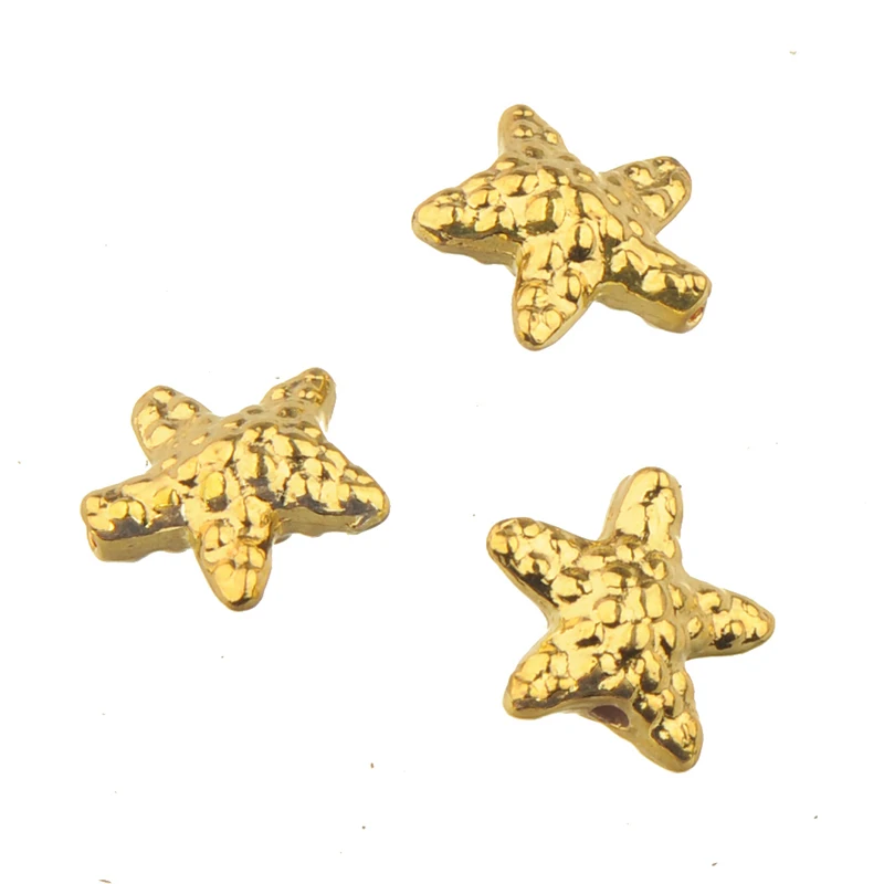 40pcs Starfish Beads For Jewelry Making Diy Handicraft Keychain Bracelets Space Loose Gold Silver Parts Fatter Metal Accessories - view 3