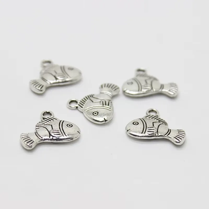 20pcs  fish charms Antique silver tone 3d Clown Fish Charms Pendant For Jewelry Diy  Making Necklace Earrings