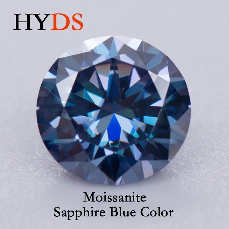 

Moissanite Stone Round Cut Sapphire Blue Color Lab Grown Diamond Charms Beads for Advanced Jewelry Making with GRA Certificate